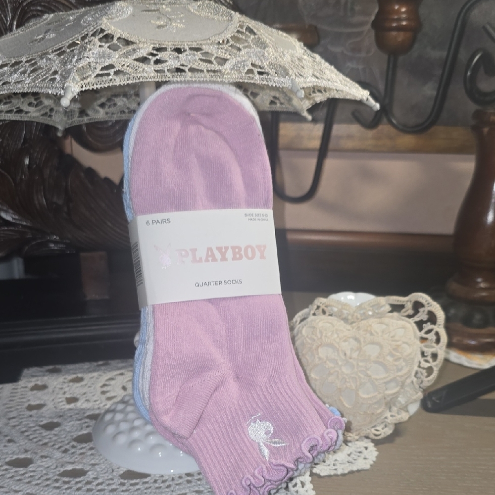PLAYBOY Light Pink Quarter Socks for Men